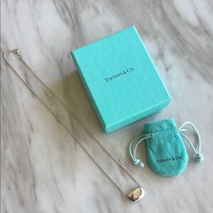 Tiffany & Co. 925 Silver Peretti Bean Necklace with Pouch and box